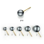 Classic Pearl Stud Earrings Grey - Image 6