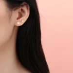 Classic Pearl Stud Earrings White - Image 2