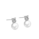 S925 Sterling Silver Earrings Princess Four Claws with Diamonds