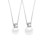 925 Sterling Silver Necklace Princess with Four Claws and Diamonds