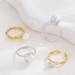 925 Sterling Silver Rings Adjustable Band - Without Pearl - Image 3