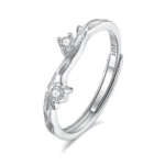 Hypoallergenic Adjustable Couple Rings in 925 Sterling Silver-FDJZ-362 - Image 2